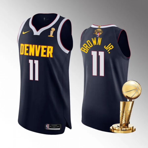 Men's Denver Nuggets 2023 NBA Finals Champions Bruce Brown Jr. Navy Icon Jersey