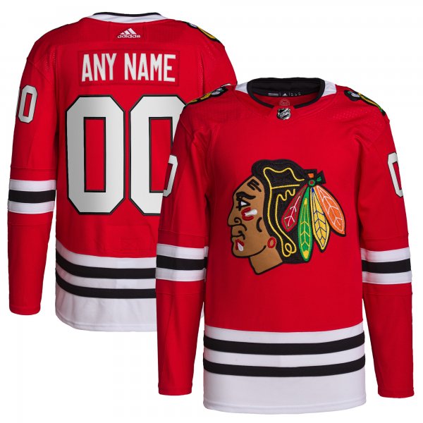 Men's Chicago Blackhawks  adidas Red Home  Primegreen Custom Jersey