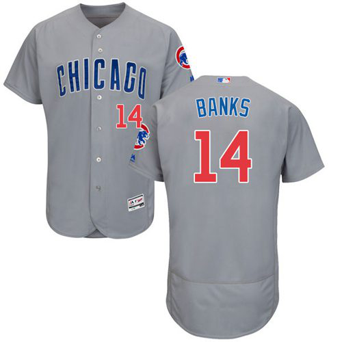 Chicago Cubs #14 Ernie Banks Grey Flexbase Collection Road Stitched MLB Jersey