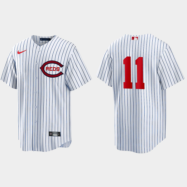 Men's Cincinnati Reds #11 Barry Larkin 2022 Field of Dreams Cool Base Jersey - White