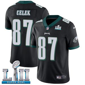 Men's Nike NFL Philadelphia Eagles #87 Brent Celek Limited Alternate Black Vapor Untouchable Super Bowl LII Jersey