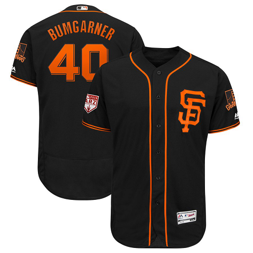 Men's San Francisco Giants #40 Madison Bumgarner Majestic Black 2019 Spring Training Flex Base Player MLB Jersey