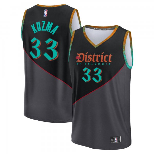 Men's Unisex Washington Wizards #33 Kyle Kuzma Black 2023/34 Fast Break City Edition Jersey