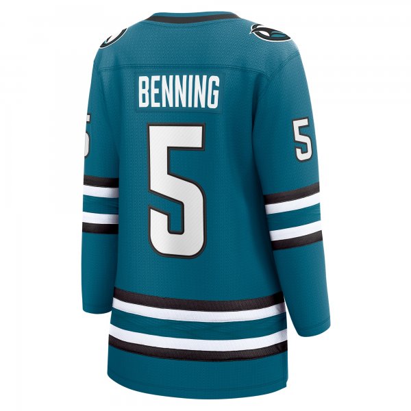 Women's San Jose Sharks Matt Benning Fanatics Teal Home Breakaway Player Jersey