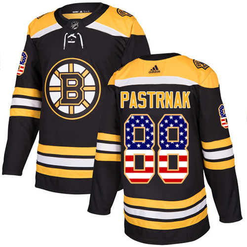 Adidas Boston Bruins #88 David Pastrnak Black Home USA Flag Stitched NHL Jersey