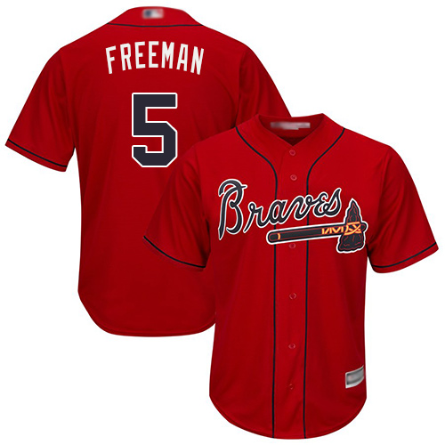 Atlanta Braves #5 Freddie Freeman Red New Cool Base Stitched MLB Jersey