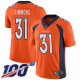 Men's Denver Broncos #31 Justin Simmons Orange Stitched NFL 100th Season Vapor Limited Jersey