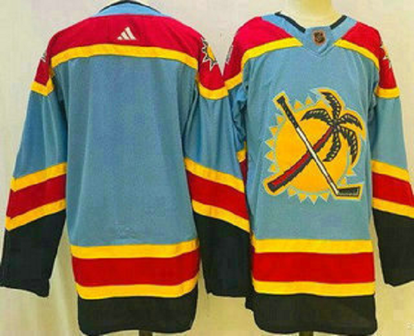 Men's Florida Panthers Blank Blue 2022 Reverse Retro NHL Jersey