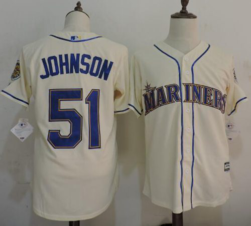 Seattle Mariners #51 Randy Johnson Cream New Cool Base Stitched MLB Jersey