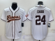 Men's Cleveland Browns #24 Nick Chubb White Stitched Baseball Cool Base Jersey