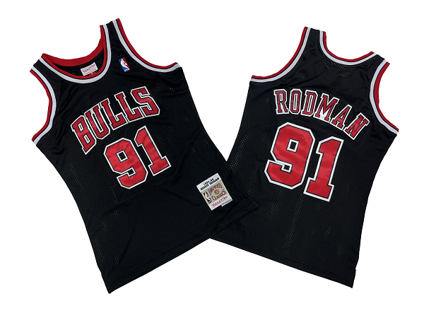 Men's Chicago Bulls #91 Scottie Pippen 1997-98 Black Hardwood Classics Soul AU Mitchell and Ness Jersey