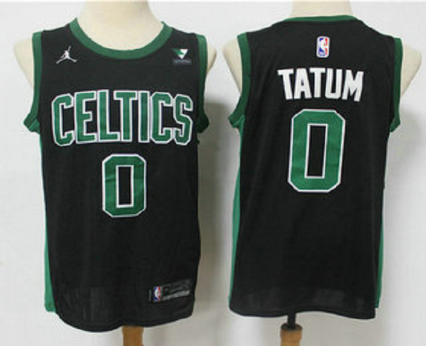 Men's Boston Celtics #0 Jayson Tatum Black 2021 Brand Jordan Swingman Stitched NBA Jersey With NEW Sponsor Logo