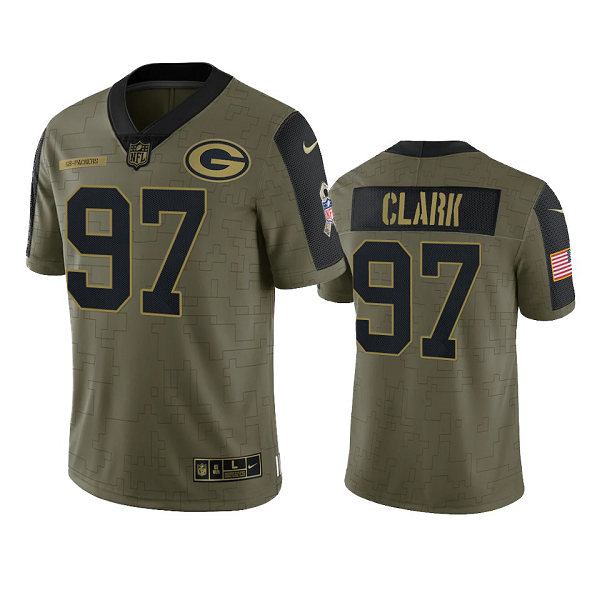 Green Bay Packers Kenny Clark Olive 2021 Salute To Service Men's Limited NFL Jersey