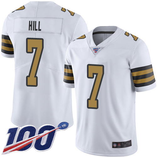 New Orleans Saints #7 Taysom Hill White Men's Stitched NFL Limited Rush 100th Season Jersey