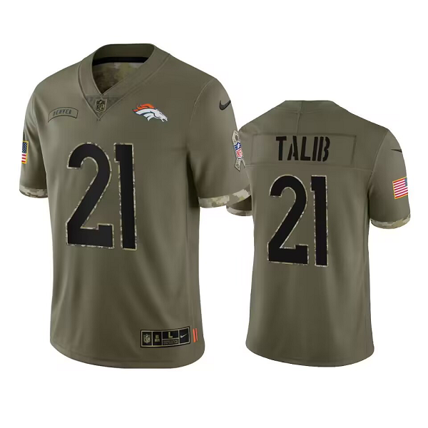 Men's Denver Broncos #21 Aqib Talib Olive 2022 Salute To Service Nike Player Limited NFL Jersey