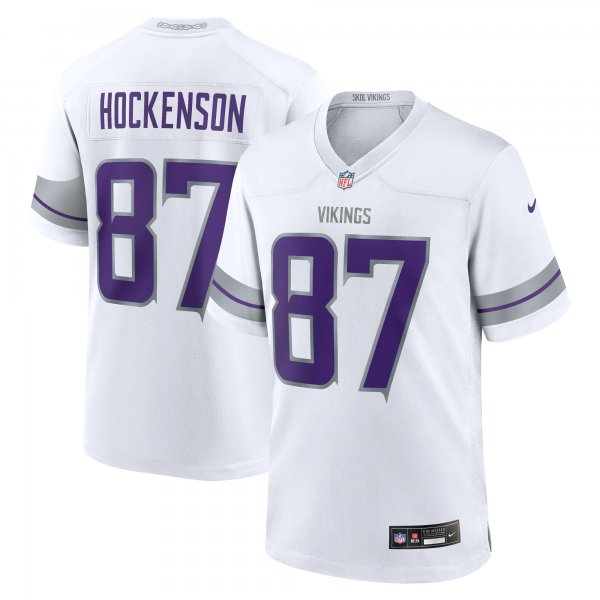 Men's Minnesota Vikings #87 T.J. Hockenson Nike White Alternate Game Jersey