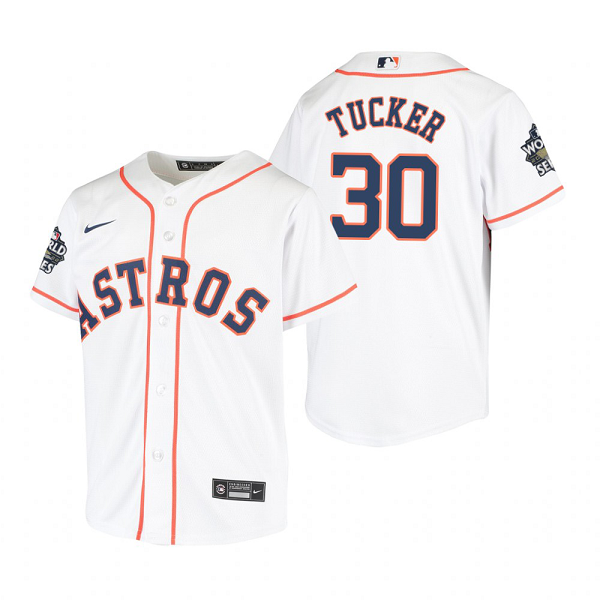 Youth Houston Astros Kyle Tucker White 2022 World Series Cool Base Jersey