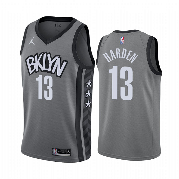 #13 James Harden Brooklyn Nets 2020-21 Gray Statement Jersey 2020 Trade