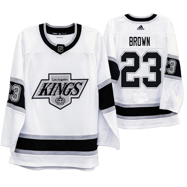 Men's Adidas Los Angeles Kings #23 Dustin Brown 2020 Heritage Throwback 90s White Jersey