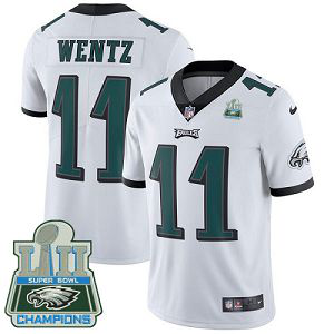 Nike Philadelphia Eagles #11 Carson Wentz White Super Bowl LII Champions Youth Stitched NFL Vapor Untouchable Limited Jersey