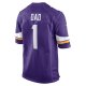 Men's Minnesota Vikings Number 1 Dad Nike Purple Game Jersey