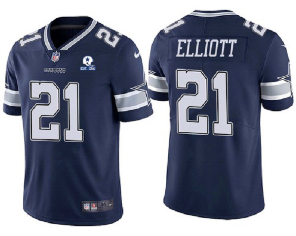 Men's Dallas Cowboys #21 Ezekiel Elliott 60th Anniversary Navy Vapor Untouchable Stitched NFL Nike Limited Jersey