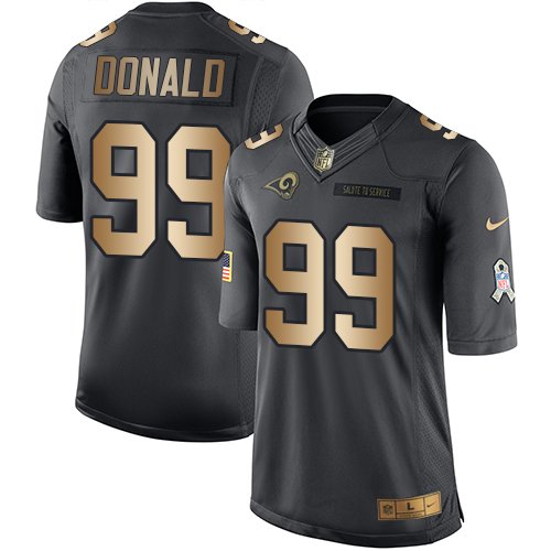 Nike Los Angeles Rams #99 Aaron Donald Black Youth Stitched NFL Limited Gold Salute to Service Jersey