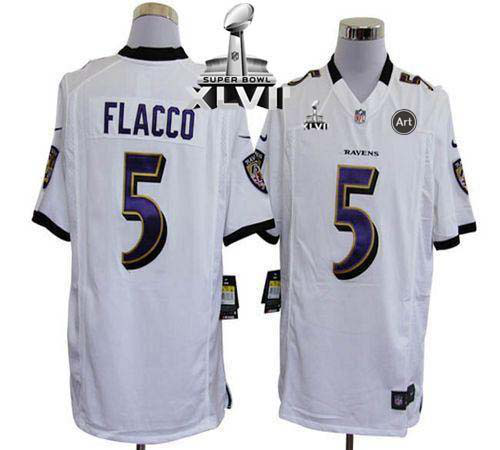 Nike Baltimore Ravens #5 Joe Flacco White Super Bowl XLVII Men's Stitched NFL Game Jersey