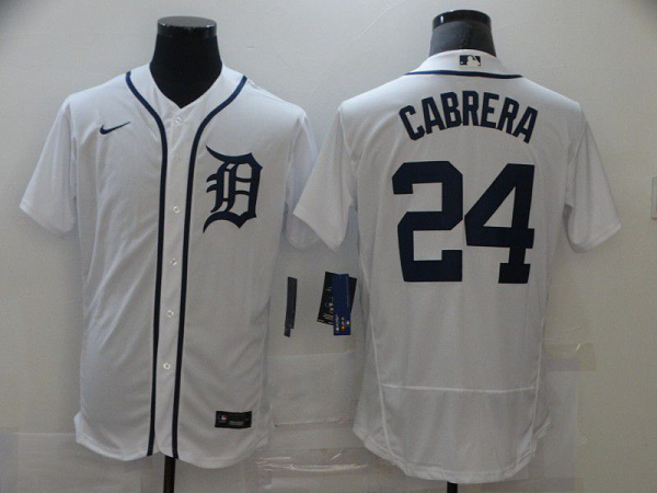 Men's Detroit Tigers #24 Miguel Cabrera White Stitched MLB Flex Base Nike Jersey