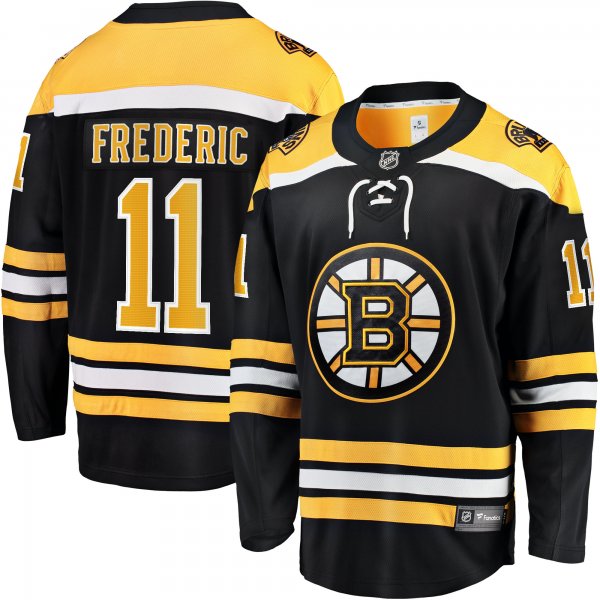 Men's Boston Bruins Trent Frederic Fanatics Black Home Breakaway Player Jersey