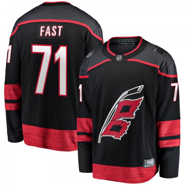 Men's Carolina Hurricanes Jesper Fast Fanatics Black Home Breakaway Jersey