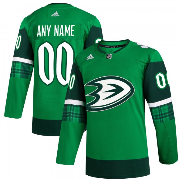 Men's Anaheim Ducks  adidas Kelly Green St. Patrick's Day Custom Jersey