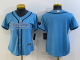 Women's Carolina Panthers Blank Blue Stitched Baseball Cool Base Jersey