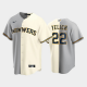 Men's Milwaukee Brewers split Replica MLB Jersey #22 Christian Yelich Gray-Cream