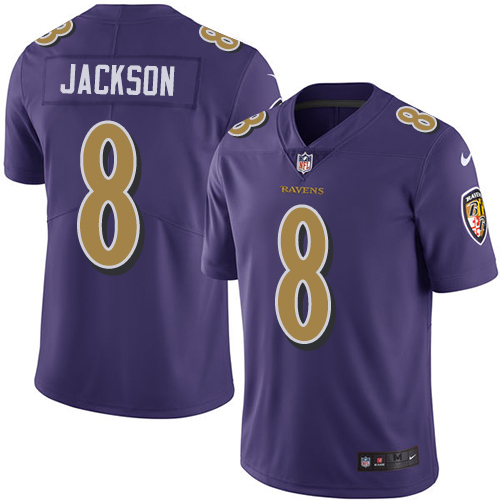 Nike Baltimore Ravens #8 Lamar Jackson Purple Youth Stitched NFL Limited Rush Jersey