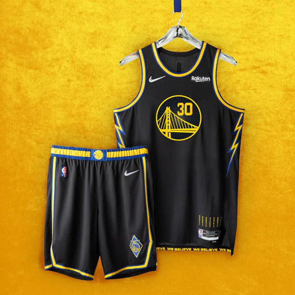 Men's Golden State Warriors #30 Stephen Curry 2021-22 75th Anniversary Black City Edition NBA Suit