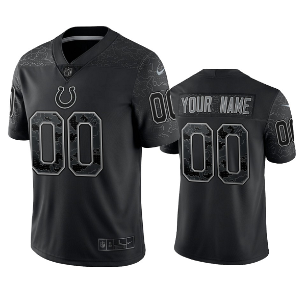 Indianapolis Colts Custom Black Reflective Limited Jersey #00