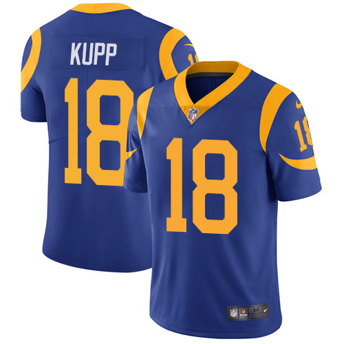 Men's Nike Los Angeles Rams #18 Cooper Kupp Royal Blue Alternate Stitched NFL Vapor Untouchable Limited Jersey