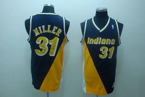 Men's Mitchell and NessIndiana Pacers #31 Reggie Miller Stitched BlackAndYellow Throwback NBA Jersey