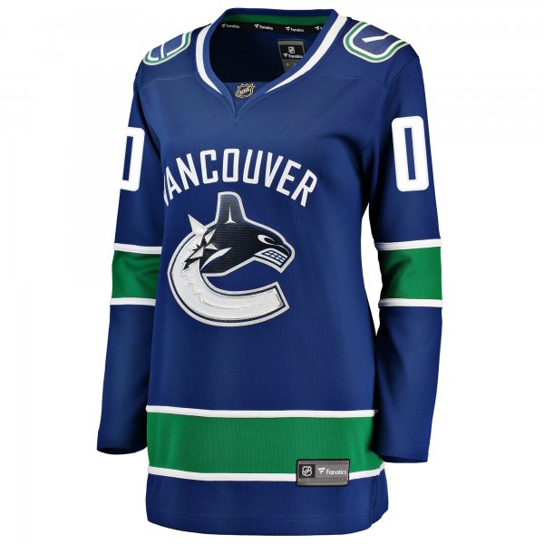 Women's Vancouver Canucks Fanatics Blue Home Breakaway Custom Jersey