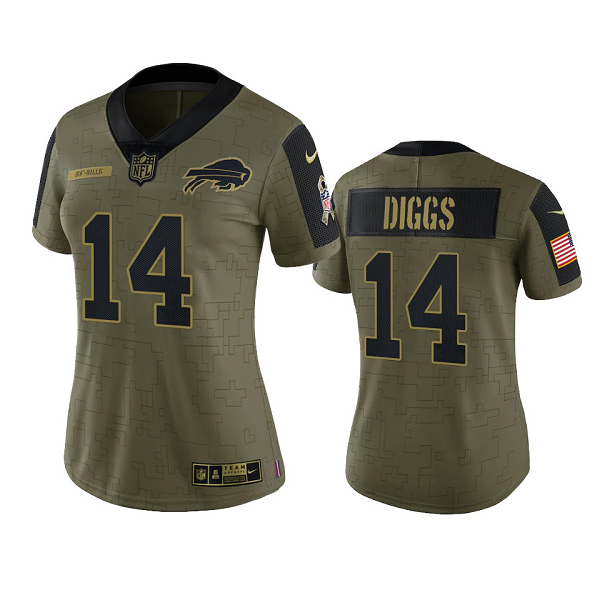 Women's Buffalo Bills Stefon Diggs Olive 2021 Salute To Service Limited NFL Jersey