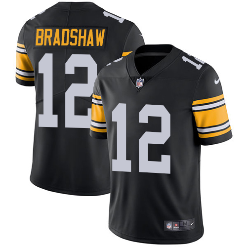 Men's Nike Steelers #12 Terry Bradshaw Black Alternate Stitched NFL Vapor Untouchable Limited Jersey