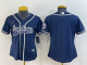 Women's Dallas Cowboys Blank Blue Stitched Baseball Cool Base Jersey