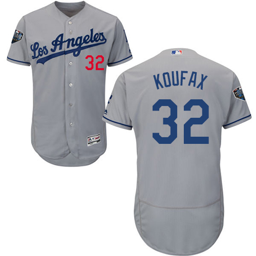 Los Angeles Dodgers #32 Sandy Koufax Grey Flexbase Collection 2018 World Series Stitched MLB Jersey