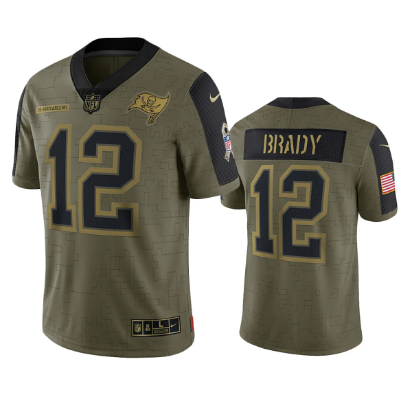 Tampa Bay Buccaneers Tom Brady Olive 2021 Salute To Service Limited Men's NFL Jersey