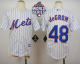 New York Mets #48 Jacob DeGrom White(Blue Strip) Home Cool Base W/2015 World Series Patch Stitched Youth MLB Jersey