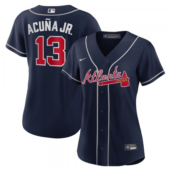 Women's Atlanta Braves Ronald Acuna Jr. Nike Navy Alternate Replica Player Jersey