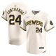 Men's Milwaukee Brewers William Contreras Nike Cream Home Limited Player Jersey