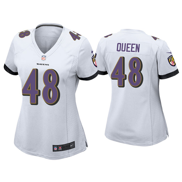 Women's #48 Patrick Queen Baltimore Ravens White 2020 NFL Draft Game Jersey