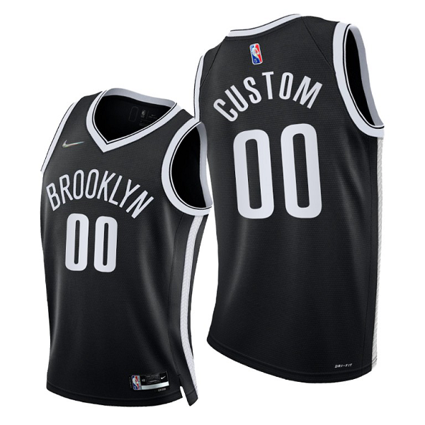 Men's Brooklyn Nets #00 Custom 2021-22 Diamond 75th Season Black Icon Edition Icon Edition NBA Jersey